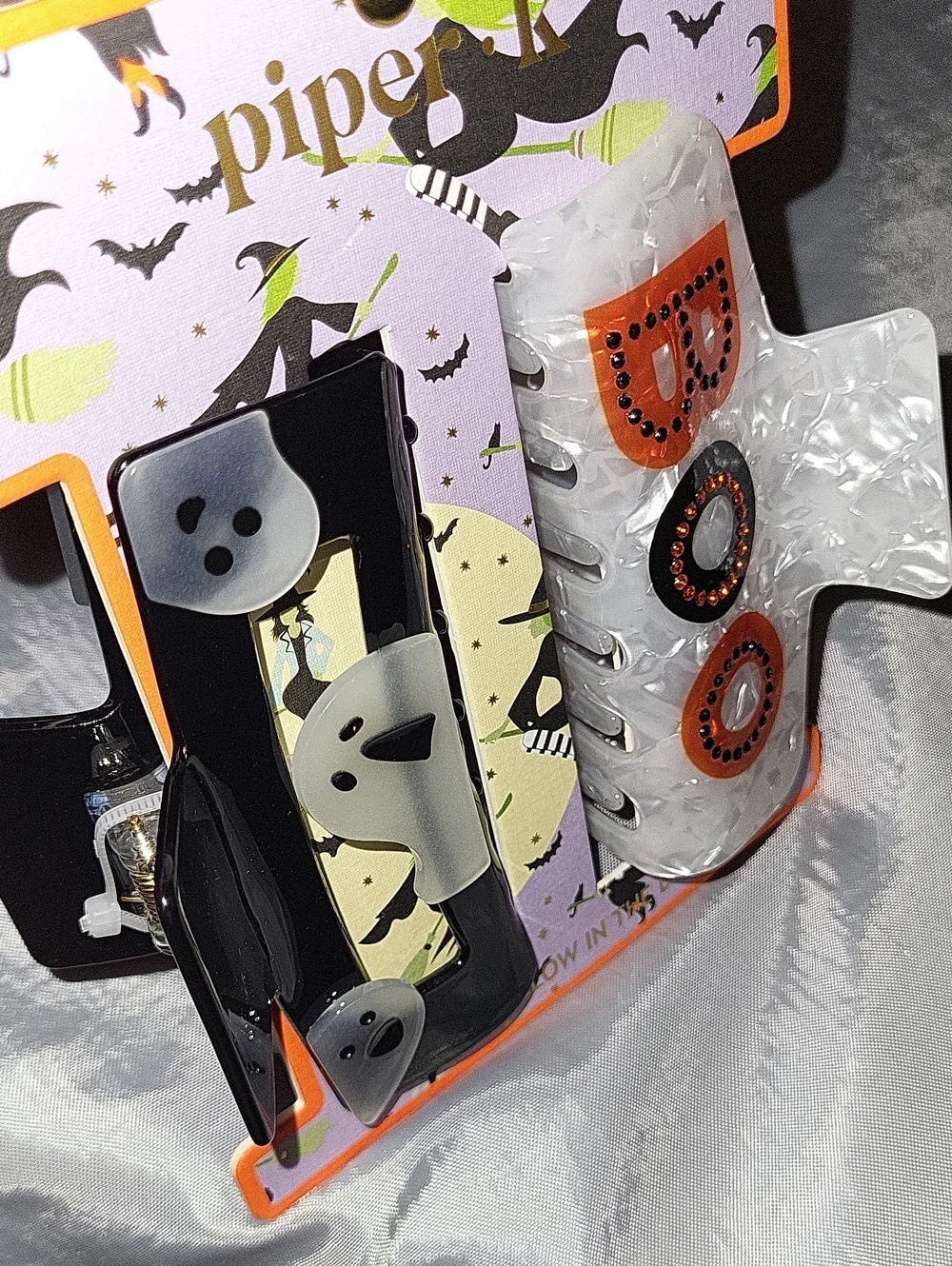 Piper K Halloween BOO and GHOST glow In Dark Hair Clip BRAND NEW